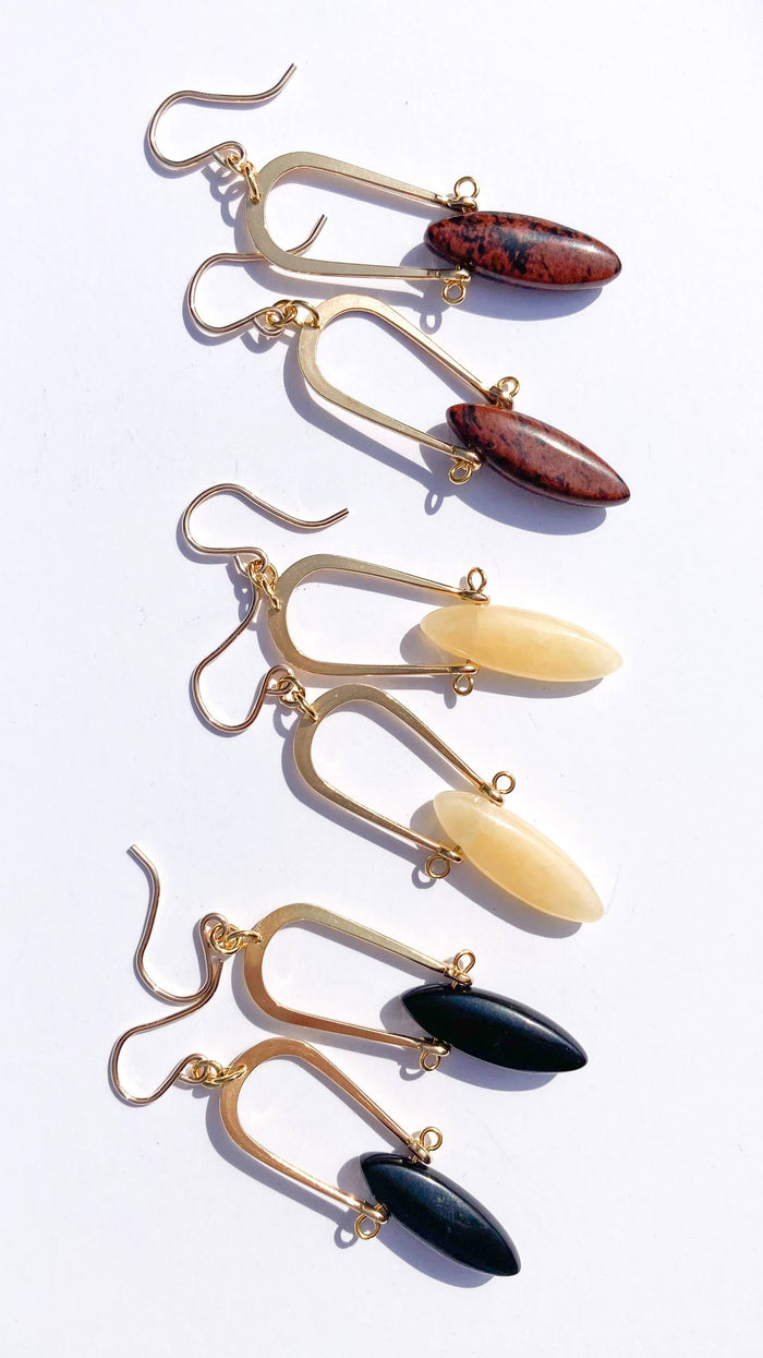 Amulet Earrings in Yellow Jade