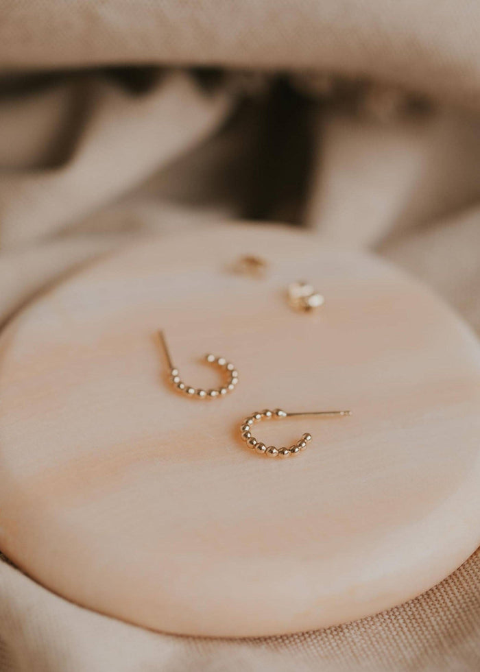 Beaded Huggie Hoops | 14kt Gold Fill + Sterling Silver