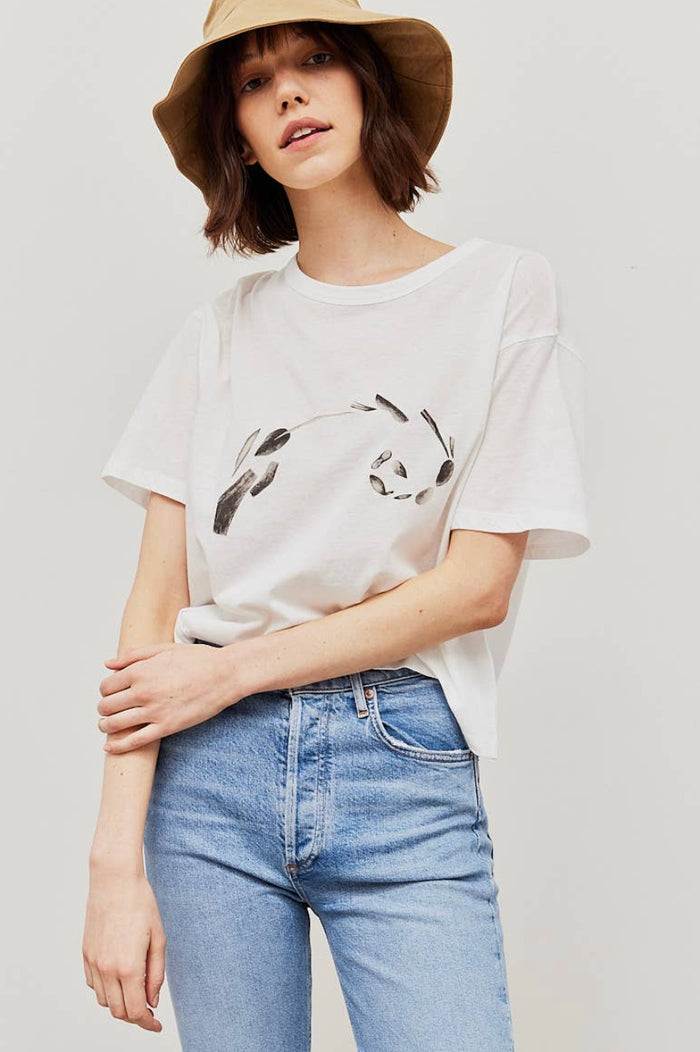 Crop Boxy Spiral Graphic Casual Tee