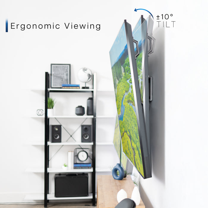A black heavy duty tilting TV wall mount designed for extra large screens.