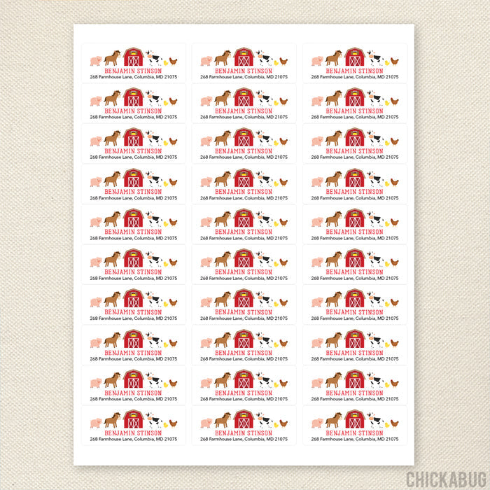Farm Animals & Barn Address Labels