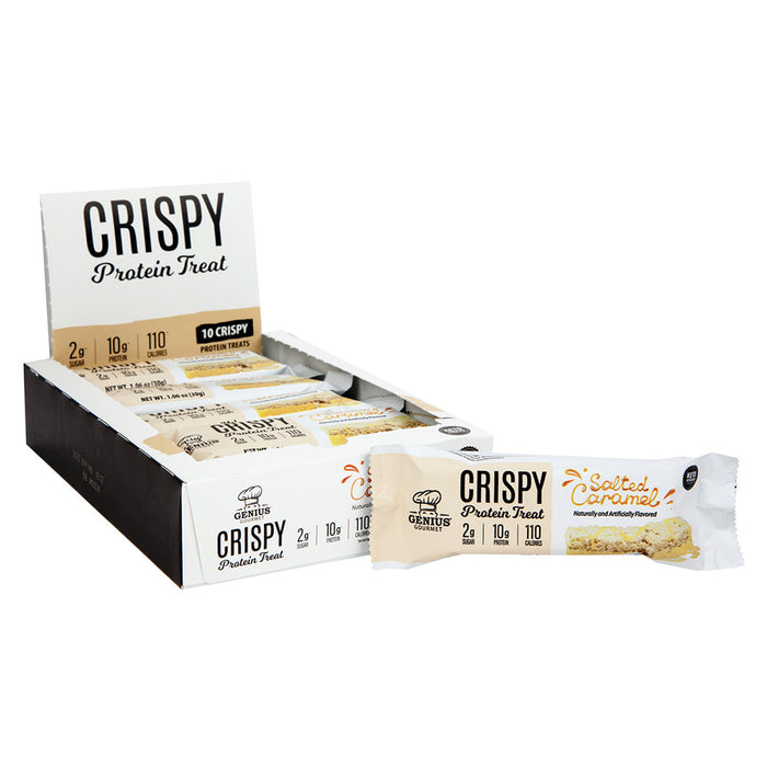 Genius Gourmet Salted Caramel Protein Bar Treats Crispy - 10 Count