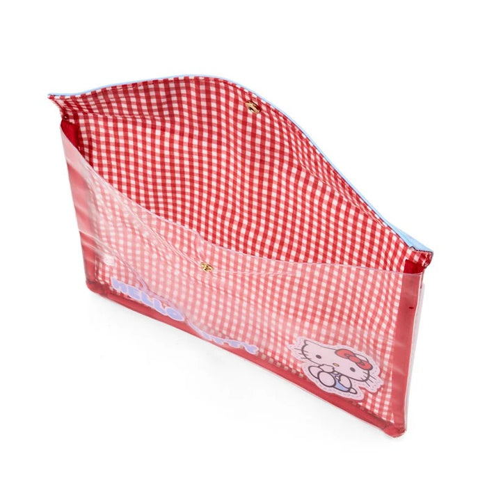 Hello Kitty Gingham Flat Pouch Stationery Japan Original