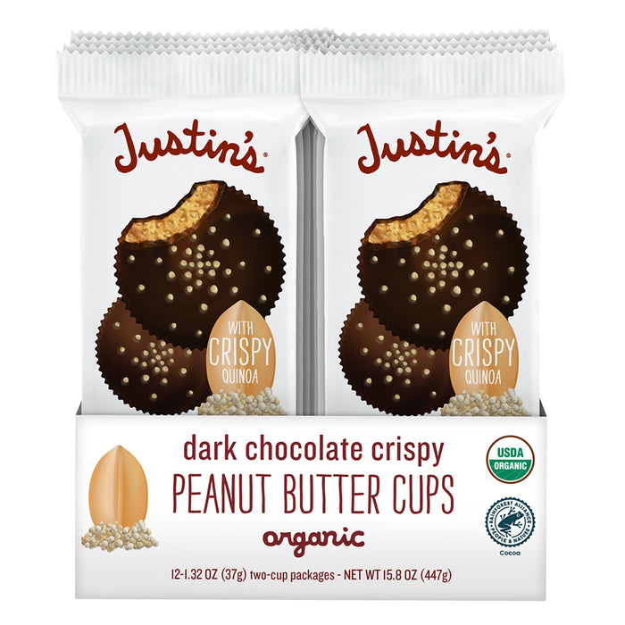 Justin's Crispy Peanut Butter Dark Chocolate Candy Cups - 12 Count