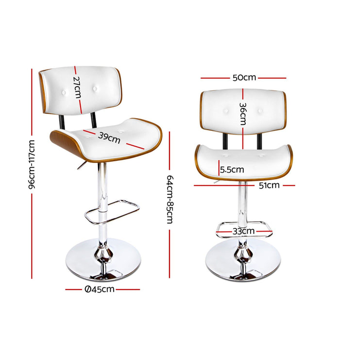 One Bar Stools Gas Lift Leather White -Home Living Store - -
