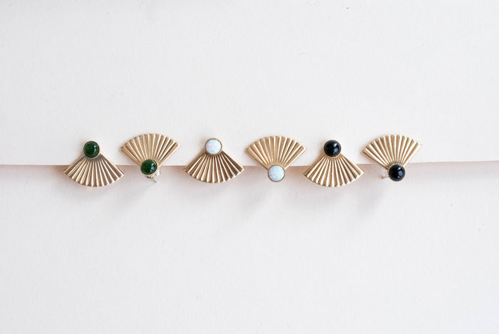 Onyx Mini Pleat Jacket Earrings