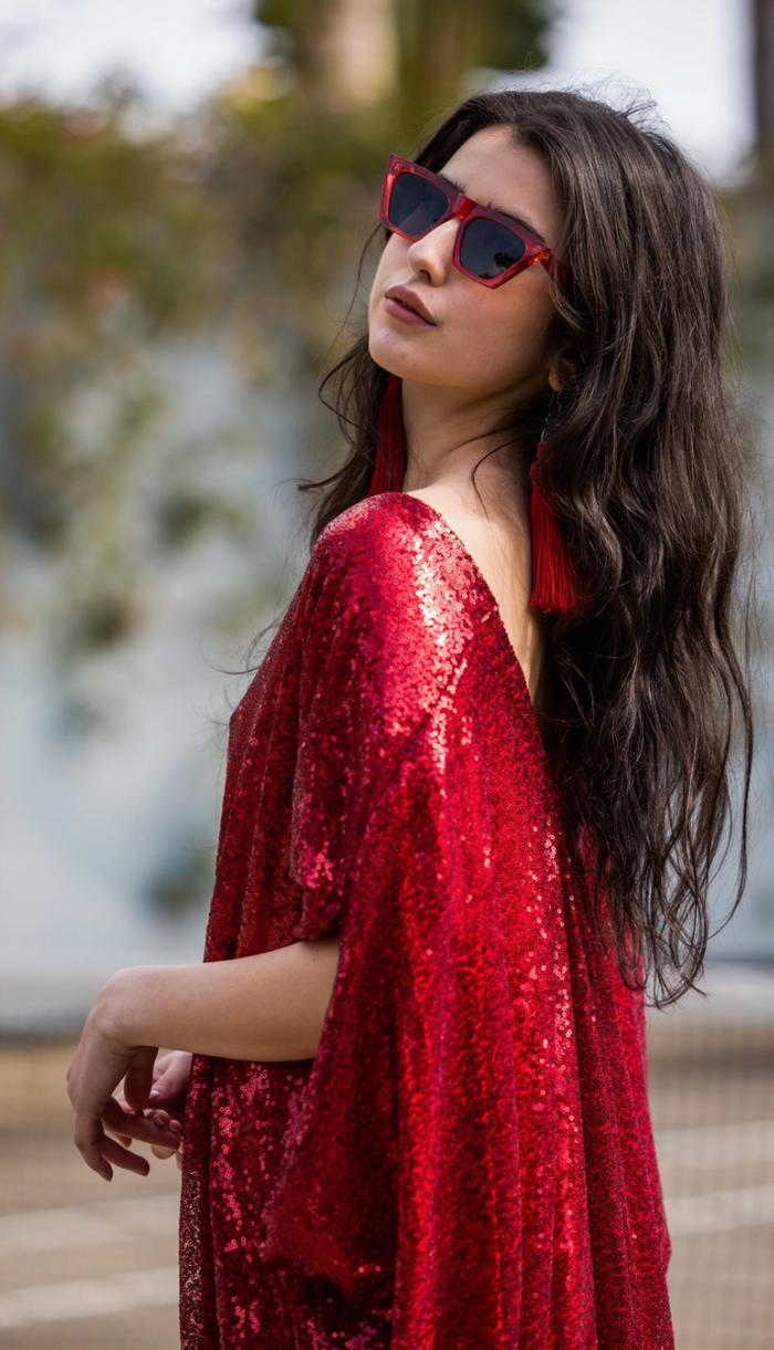 Ruby Red Sequin Kimono One Size Fits Most