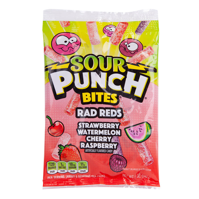 Sour Punch Rad Reds Bites Sour Candy Peg Bag - 12 Count
