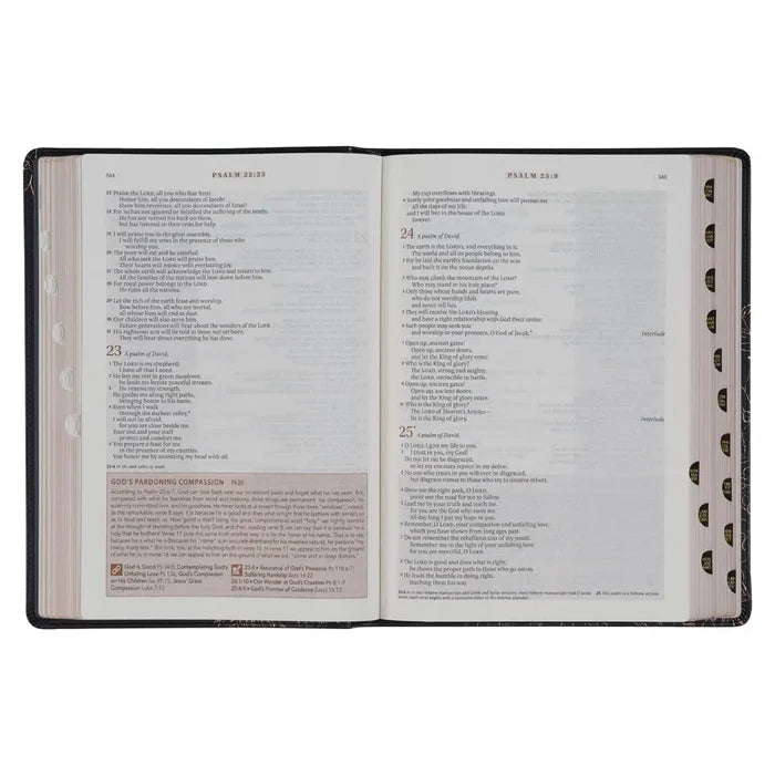 The Spiritual Growth Bible Faux Leather, Black Floral, NLT