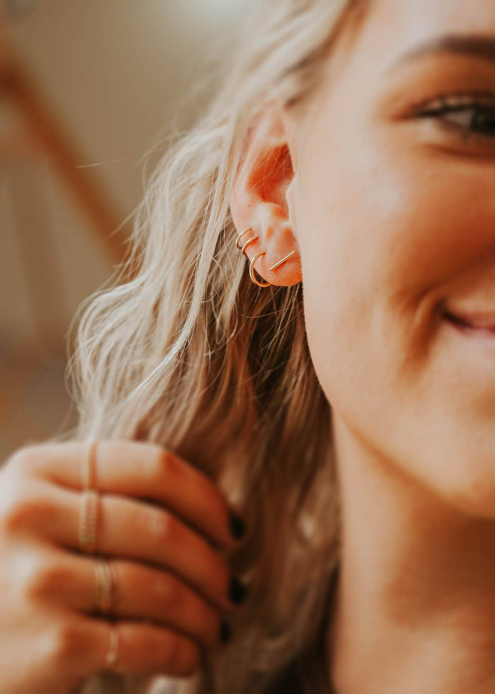 Tiny Bar Studs | 14kt Gold Fill + Sterling Silver