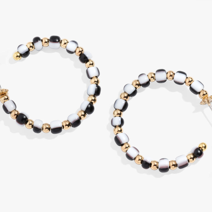 Toile Beaded Hoop Earrings