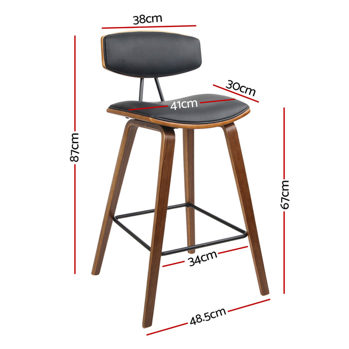 Two Bar Stools Leather Padded w/Backrest-Home Living Store-