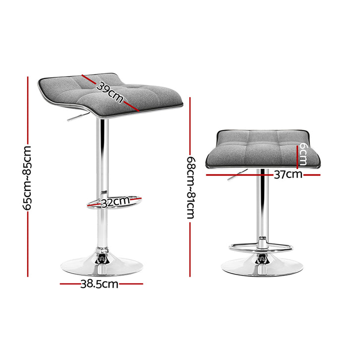 Two Bar Stools Linen Padded Gas Lift-Home Living Store-