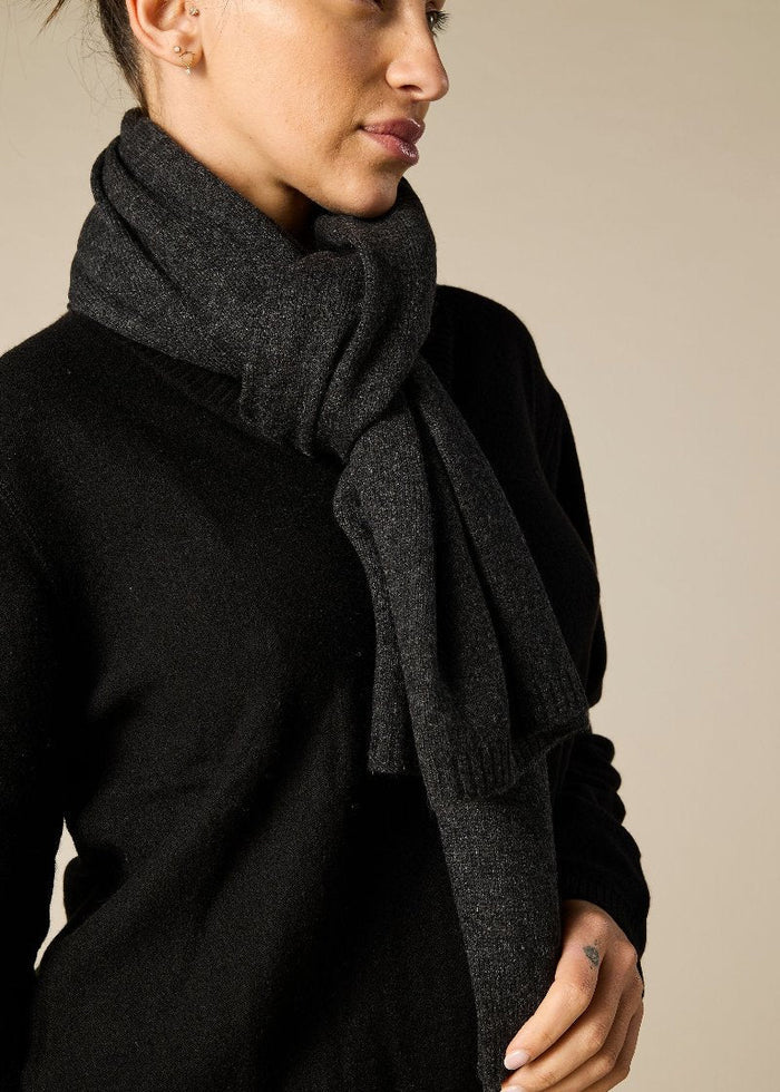 Sonya Hopkins pure cashmere scarf in dark charcoal grey