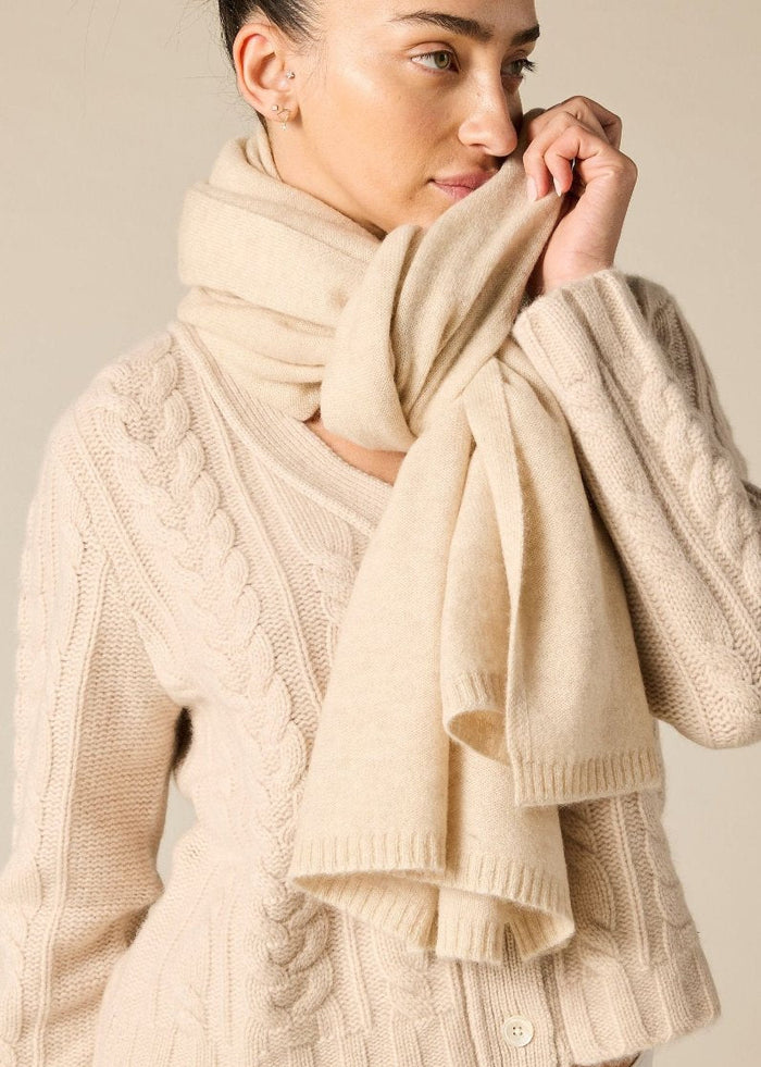 Sonya hopkins 100% pure cashmere scarf in pale marle beige