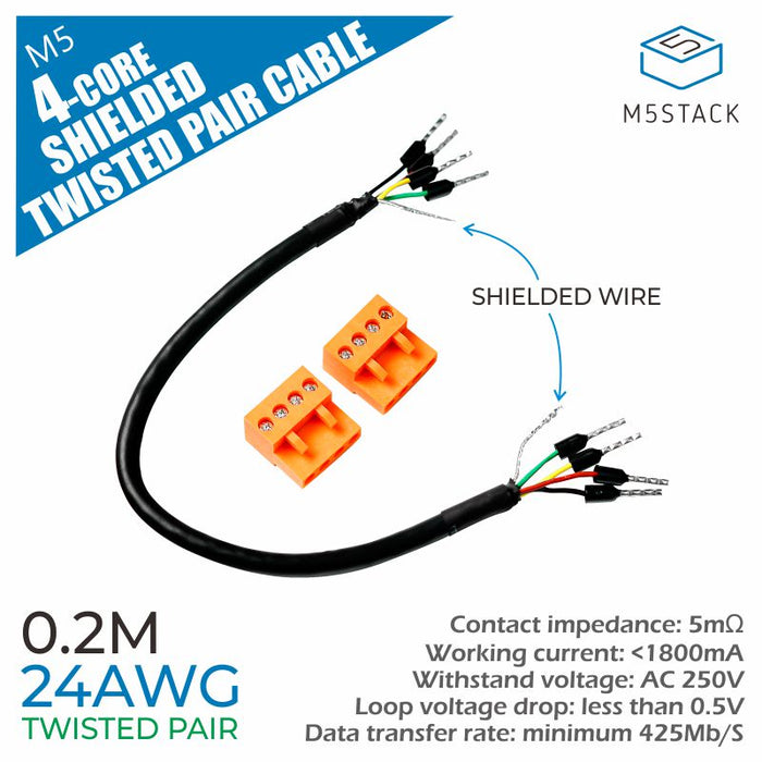 24AWG 4-Core Shielded Twisted Pair Cable - m5stack-store