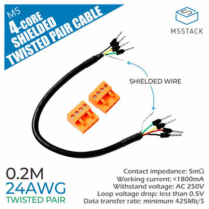 24AWG 4-Core Shielded Twisted Pair Cable - m5stack-store