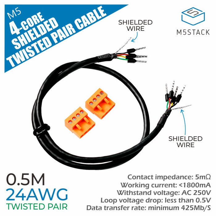 24AWG 4-Core Shielded Twisted Pair Cable - m5stack-store