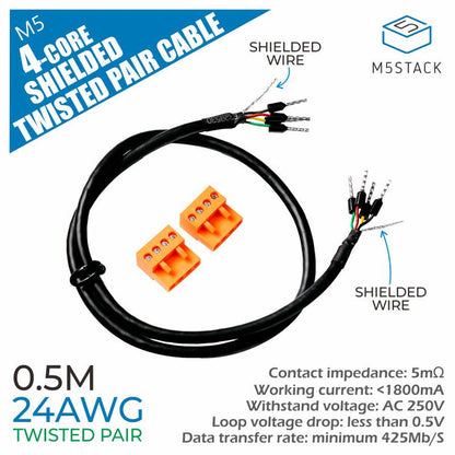 24AWG 4-Core Shielded Twisted Pair Cable - m5stack-store