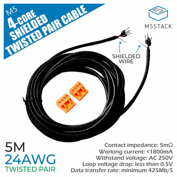 24AWG 4-Core Shielded Twisted Pair Cable - m5stack-store
