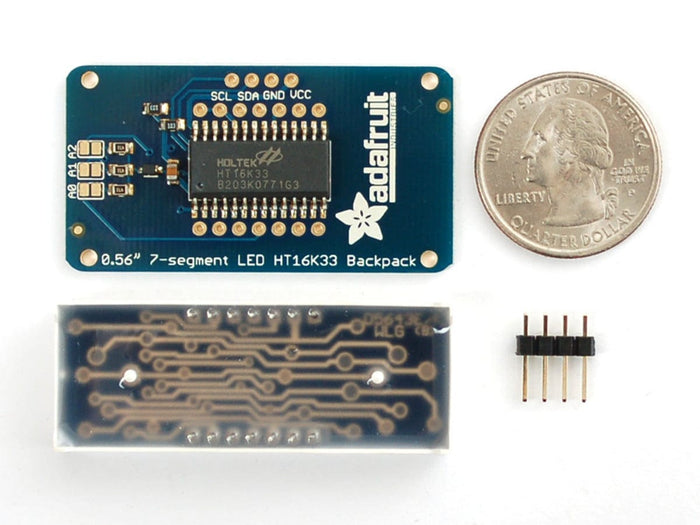 Adafruit 0.56" 4-Digit 7-Segment Display w/I2C Backpack - Yellow by Adafruit - The Pi Hut