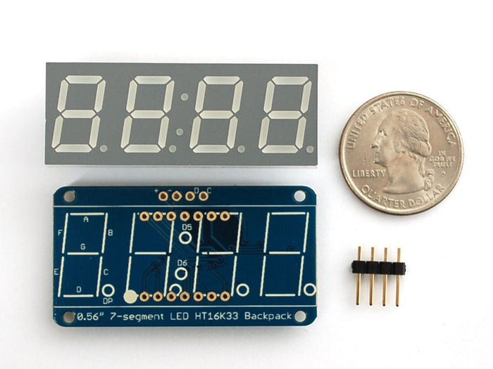 Adafruit 0.56" 4-Digit 7-Segment Display w/I2C Backpack - Yellow by Adafruit - The Pi Hut