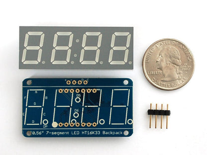 Adafruit 0.56" 4-Digit 7-Segment Display w/I2C Backpack - Yellow by Adafruit - The Pi Hut