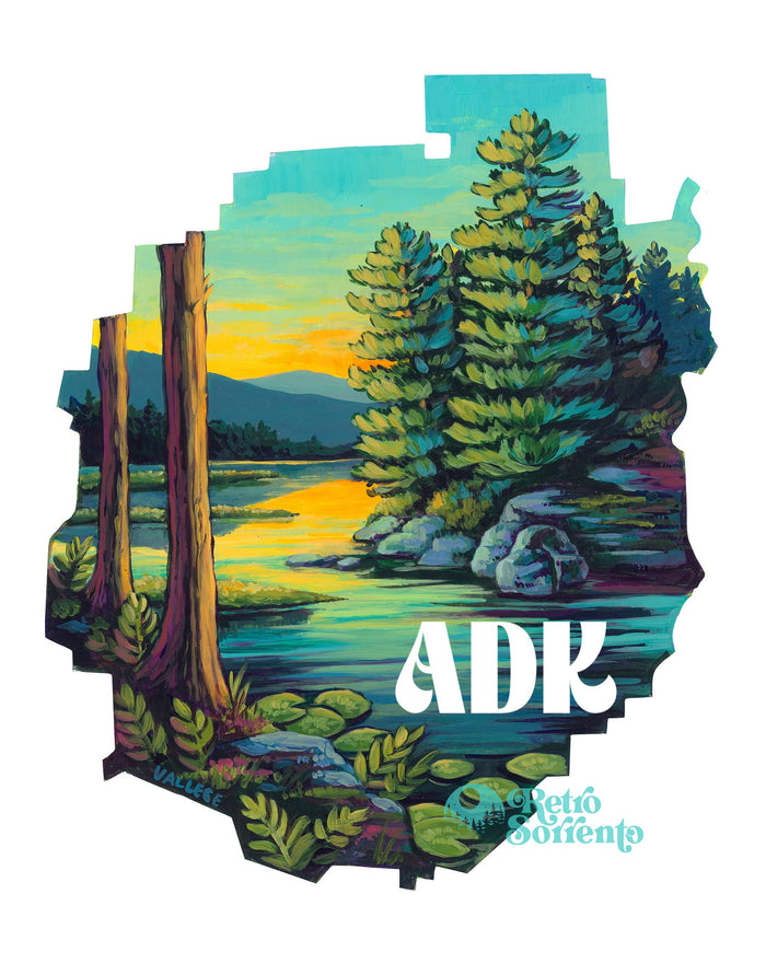 Adirondack Lake Blue Line Print