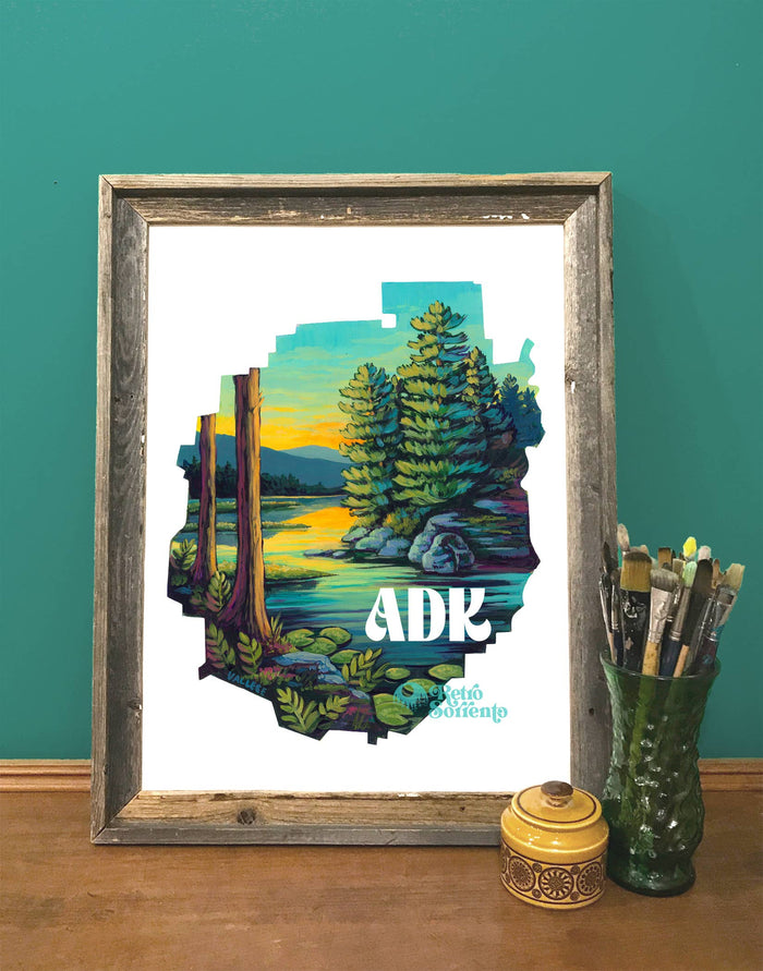 Adirondack Lake Blue Line Print