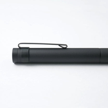 Black pen on a white background