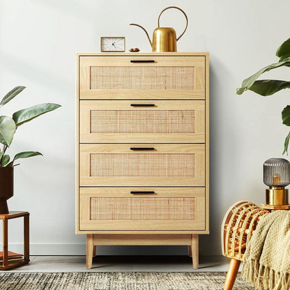 Artiss 4 Chest of Drawers - BRIONY Oak -Home Living Store - -