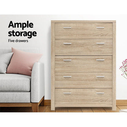 Artiss 5 Chest of Drawers - MAXI Pine -Home Living Store - -