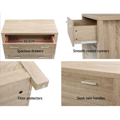 Artiss 5 Chest of Drawers - MAXI Pine -Home Living Store - -