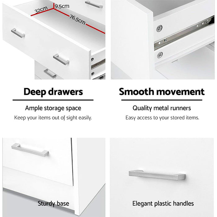 Artiss 6 Chest of Drawers - ANDES White -Home Living Store - -