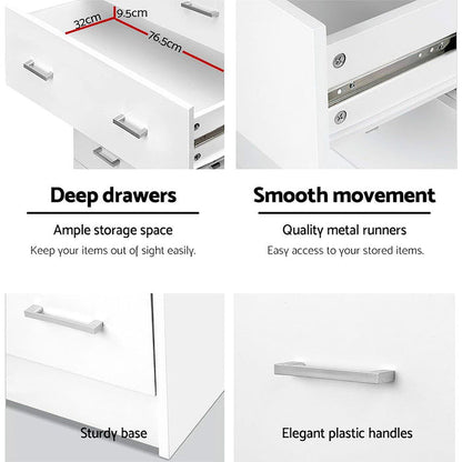 Artiss 6 Chest of Drawers - ANDES White -Home Living Store - -