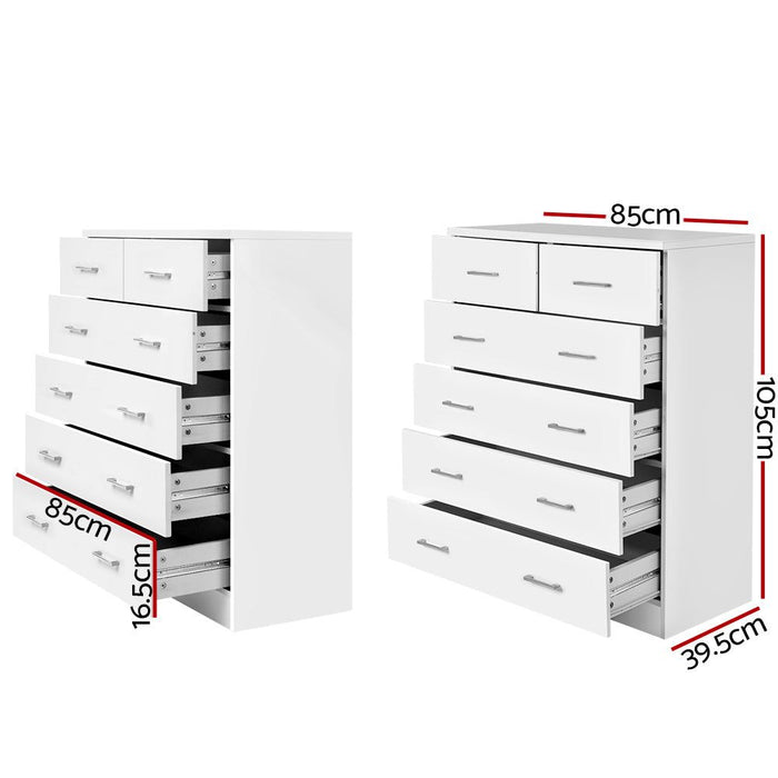 Artiss 6 Chest of Drawers - ANDES White -Home Living Store - -