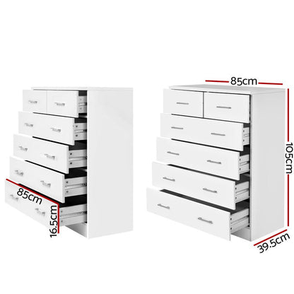 Artiss 6 Chest of Drawers - ANDES White -Home Living Store - -