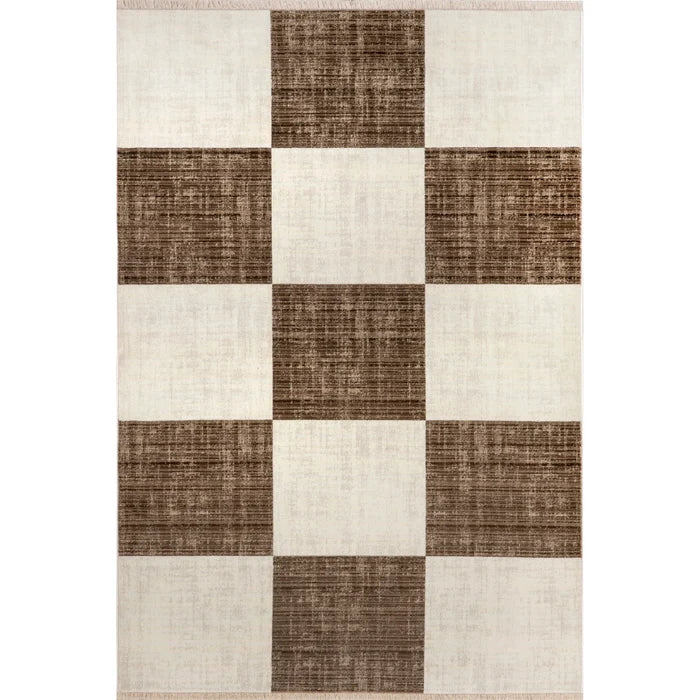 Aspen Checkerboard Fringed Area Rug