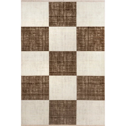 Aspen Checkerboard Fringed Area Rug
