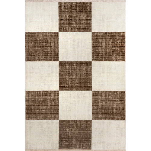 Aspen Checkerboard Fringed Area Rug