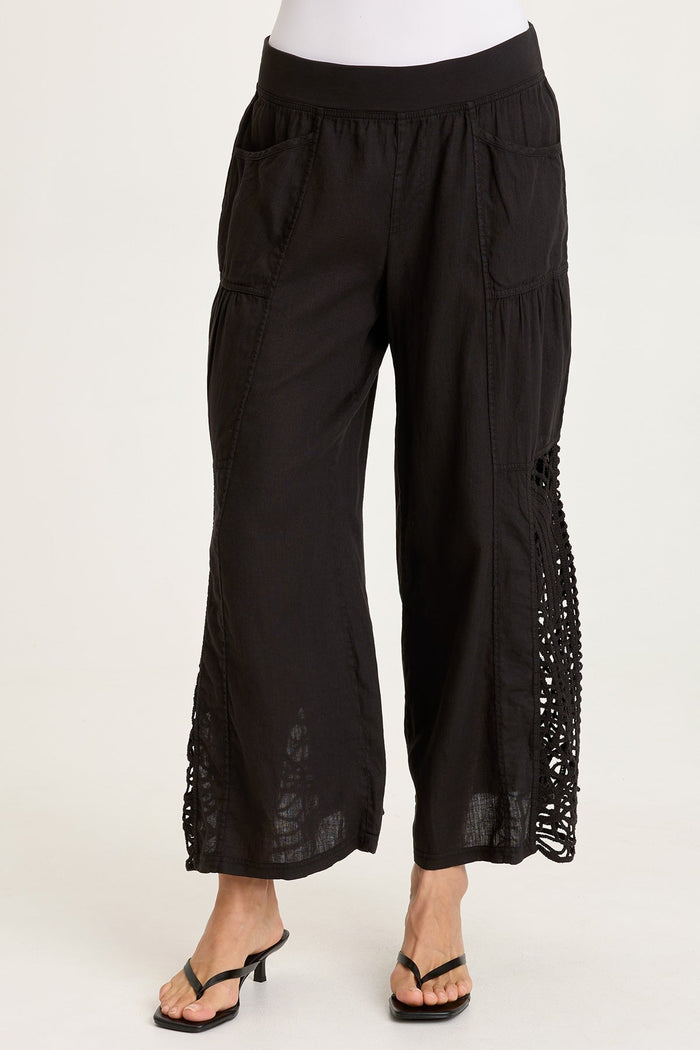 XCVI Astro Linen/Crochet Pull-On Pant