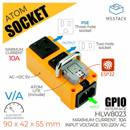 ATOM Socket Kit (HLW8023) - JP&US - m5stack-store