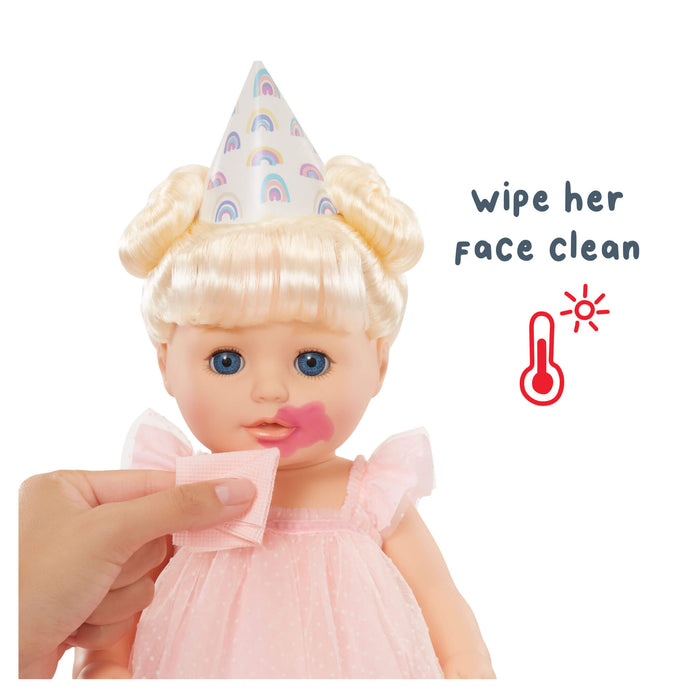Wiping her mouth clean