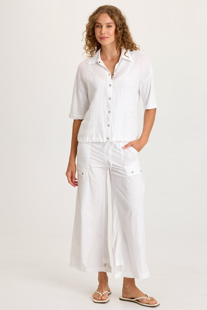 XCVI Balto Linen Snap-Up Top
