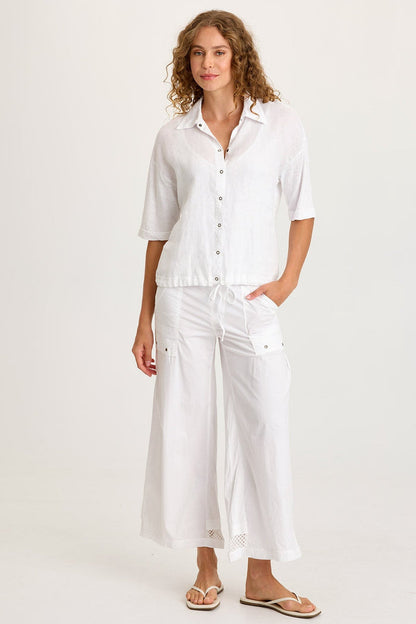 XCVI Balto Linen Snap-Up Top