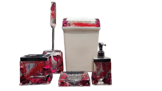 Bathroom Accessories Set Flower Petals Design