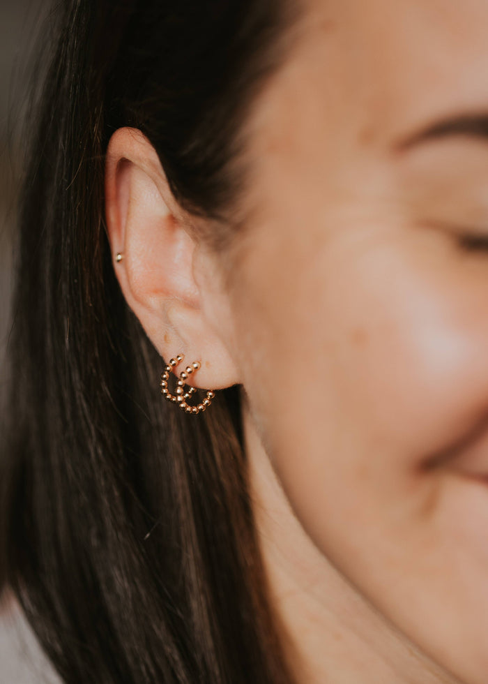 Beaded Huggie Hoops | 14kt Gold Fill + Sterling Silver
