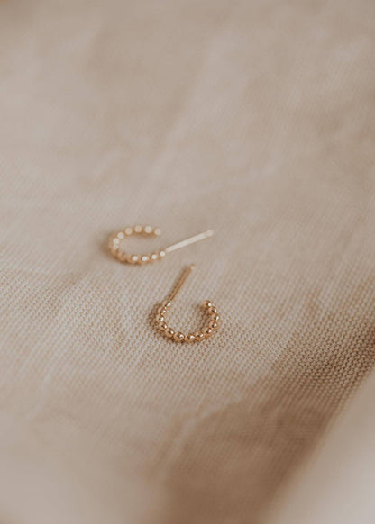 Beaded Huggie Hoops | 14kt Gold Fill + Sterling Silver