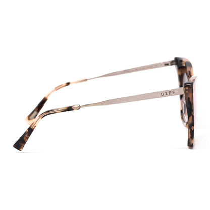 diff eyewear becky ii cat eye prescription glasses with a himalayan tortoise acetate frame side view
