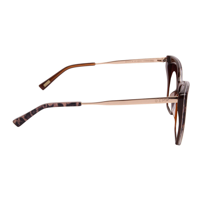 diff eyewear becky ii cat eye glasses with a leopard tortoise frame and prescription lenses side view